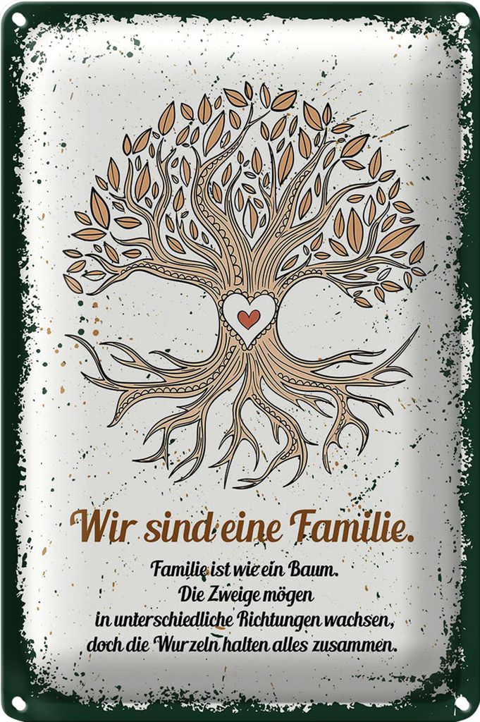 Blechschild Spruch Wir sind Familie alles zusammen 40x30cm