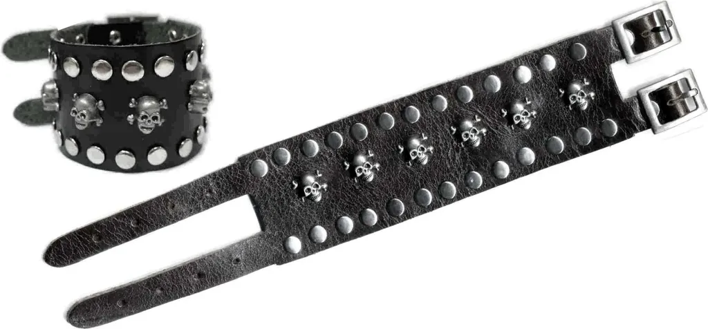Bracciale Pelle Uomo Rock Shop Teschio | Accessorio Moto e Rock