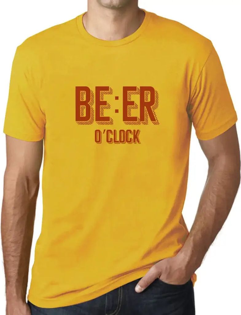 Herren Grafik T-Shirt Bier Uhr – Beer O'clock – Öko-Verantwortlich Vintage Jahrgang Kurzarm Lustige Druck Geburtstag Geschenk Mann