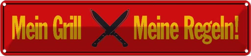 vianmo Blechschild 10x46 cm mein Grill meine Regeln Dekoration Spruch Zitat