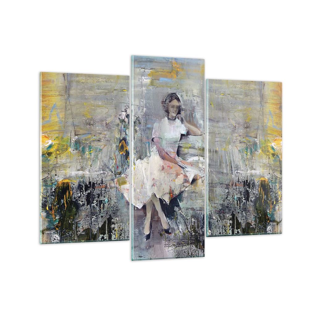 Bilder auf glas - 3 Teile - Zeitgenössisch Malerei Frau - 130x100cm - Glasbilder - Wandbilder - Bilder - Wanddekoration aus Glas - Glas Bilder - W...
