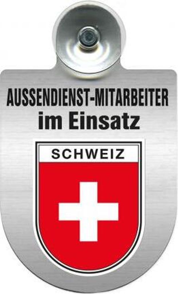 Einsatzschild Windschutzscheibe - Außendienstmitarbeiter im Einsatz - 309366--incl. Regionenwappen Color - Region Schweiz