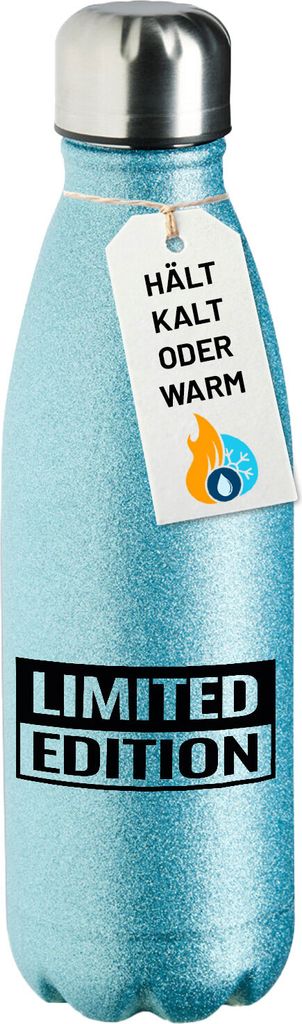 Huuraa Trinkflasche Limited Edition Schriftzug 500ml Blue Edelstahl Wasserflasche Trinkflasche Geschenkidee