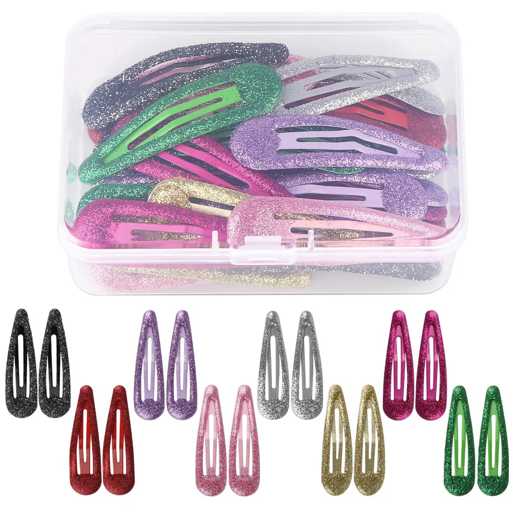 32 Barrettes à Paillettes Scintillantes 4,8cm en Métal pour Filles et Femmes