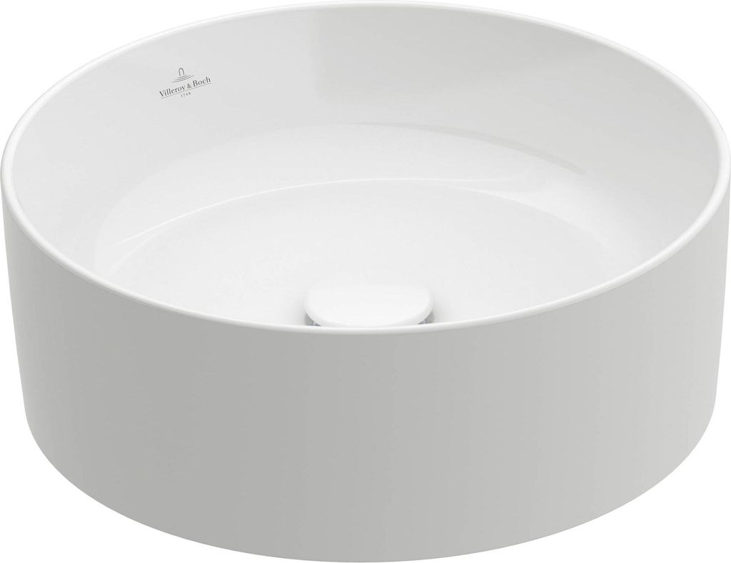 Villeroy & Boch Collaro Aufsatzwaschbecken, rund, ohne Hahnloch, ohne Überlauf, 400x400mm, 4A1840RW