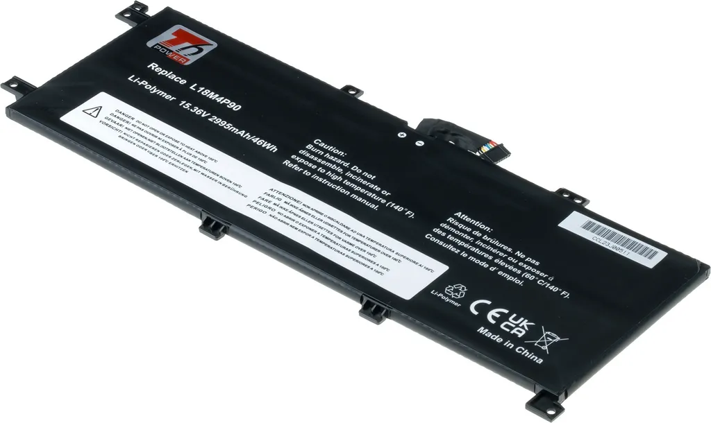 Batteria T6 Power per Lenovo ThinkPad L13 Yoga Gen 2 21AD, Li-Poly, 15,36 V, 2995 mAh (46 Wh), nero