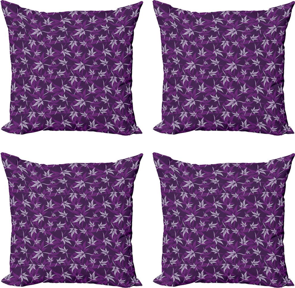 ABAKUHAUS Indigo Kissenbezug Set (4 Stück), Abstrakte Lilien-Blumen, Moderner Doppelseitiger Digitaldruck, 45 cm x 45 cm, lila lila