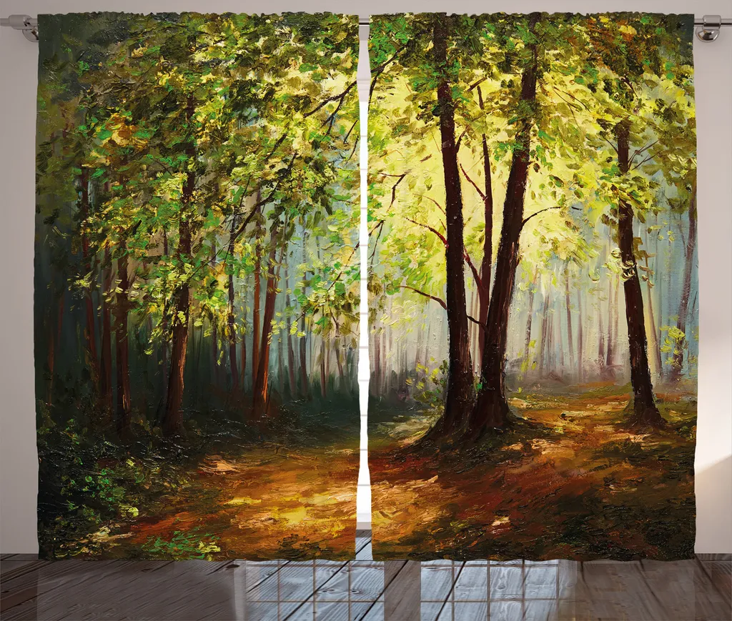 Tenda Bosco ABAKUHAUS 280x175 cm - Arredo Rustico Verde Felce e Cannella