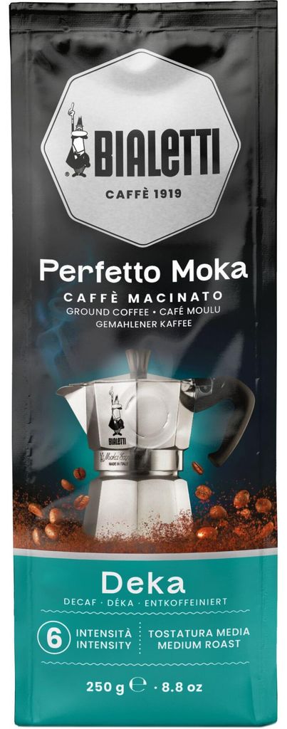 Bialetti Perfetto Moka, decaféïne koffie, gemalen, 250 gram Productafbeelding 