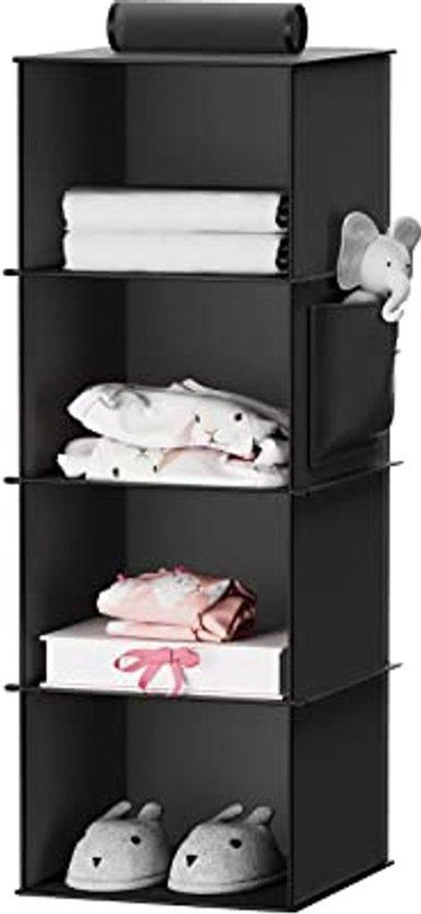 Ultiluxe Hang Organizer - Hängeregal - Aufbewahrung für Kleiderschrank - 4 Fächer - Verstärkt - Schwarz