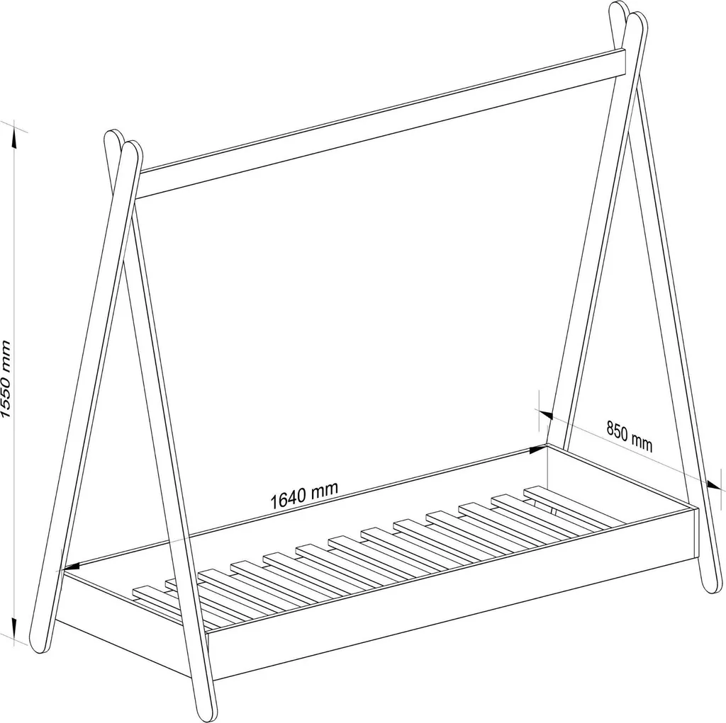 Lit junior 160x80 cm complet GEM avec matelas blanc confortable