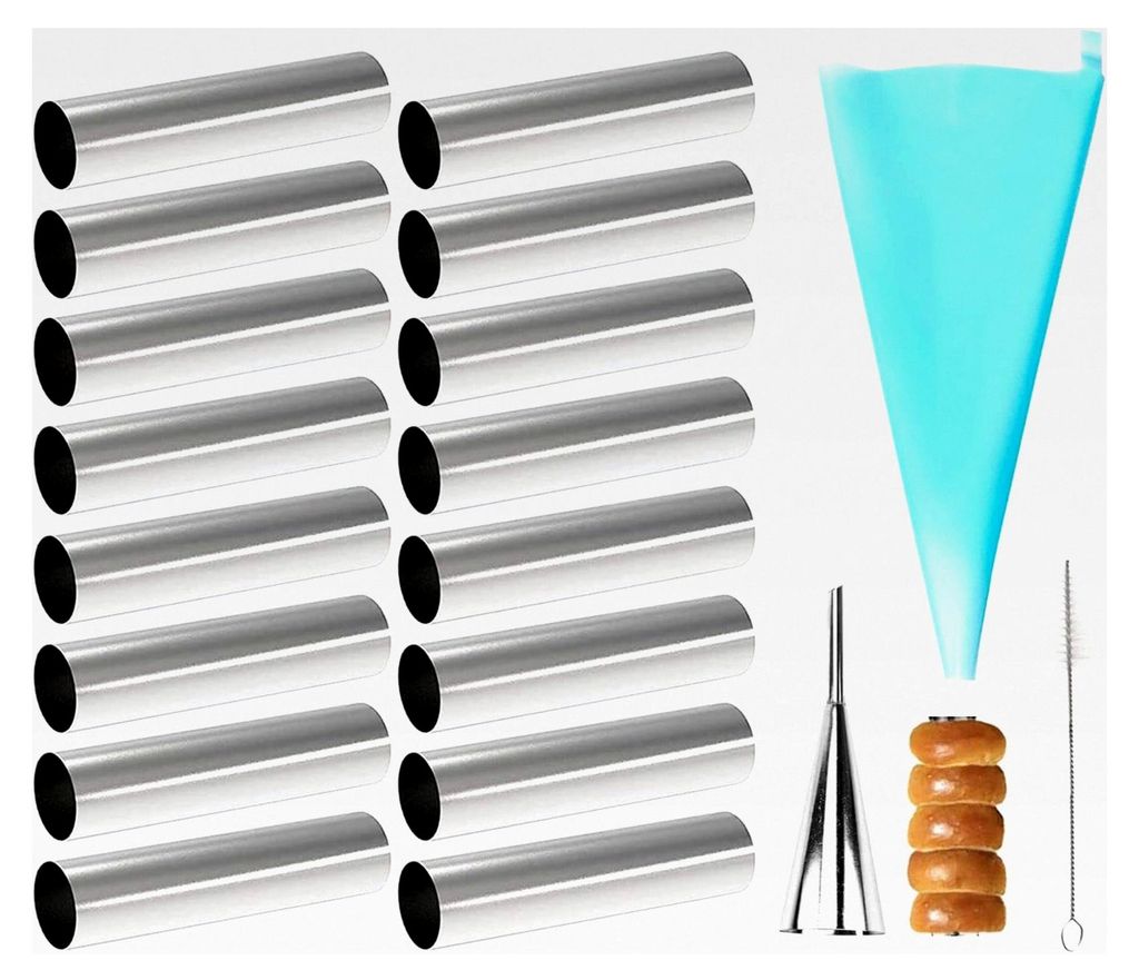 Cannoli Formen 16 Stück Schillerlockenform Edelstahl Croissantform Schaumrollenform Spirale Hornröhren Backform Schaumrollen Set für Sahnehorn C...