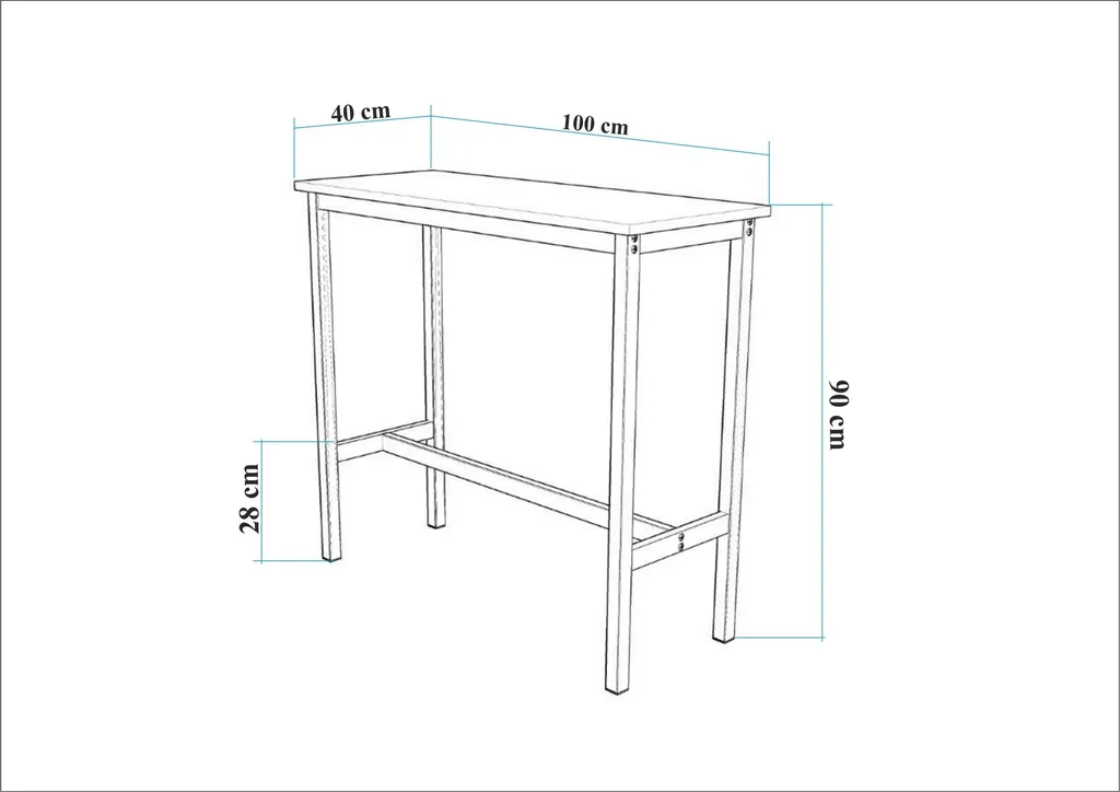 Petite table de bar noire Mola 100 solution gain de place pour studios