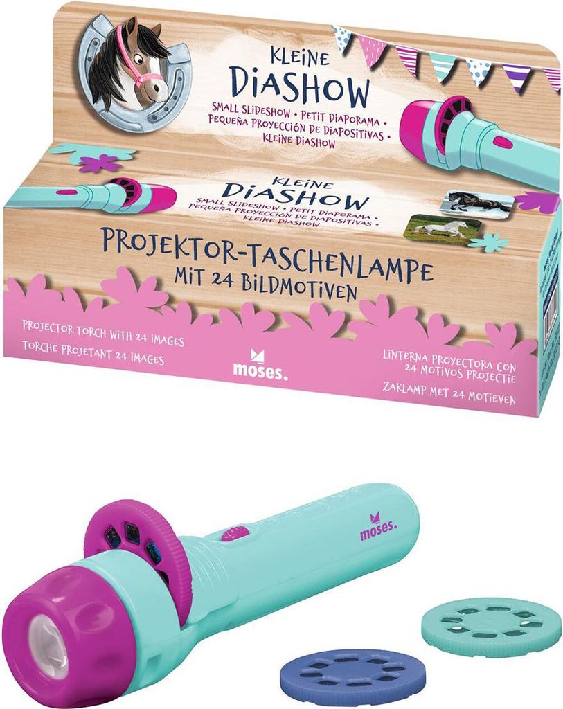 MOSES Kleine Diashow Pferde - Projektor-Taschenlampe Dinosaurier
