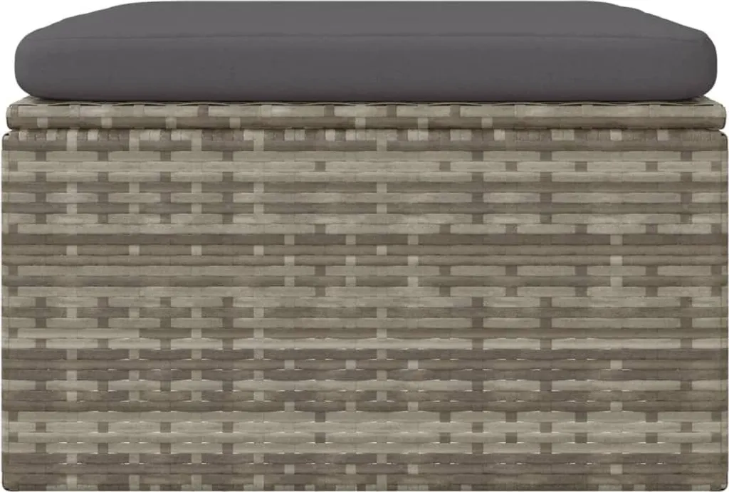 Tabouret extérieur en polyrotin résistant gris avec coussin de siège - 4