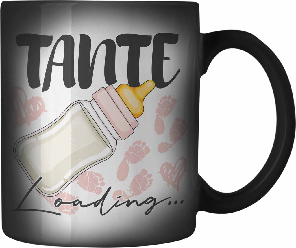 Trendation - Tante Loading Farbwechsel Zauber-Tasse Werdende Tante Schwangerschaft Ankündigung Schwester (Schwarz)