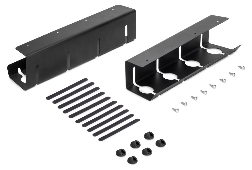 Emuca Untertisch-Kabelträger 2er Set Länge 430 mm, Stahl, Schwarz lackiert