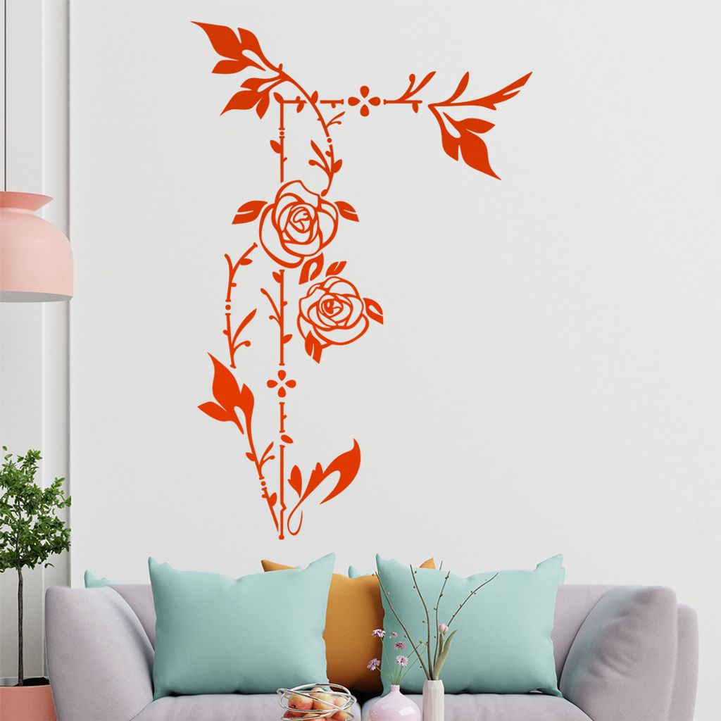 Rosenranke - Linien Wandtattoo in 6 Größen - Wandaufkleber Wall Sticker - Dekoration, Küche, Wohnzimmer, Schlafzimmer, Badezimmer