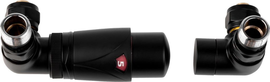 Valx Universelles Axialventil-Set mit Thermostatkopf, schwarz