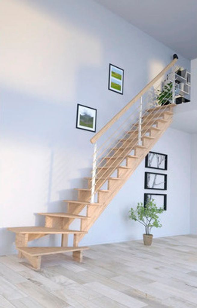 Pertura Wangentreppe Atanas Eiche Unbehandelt Ohne Setzstufen Seitenwange eiche 1/4-gewendelt unten rechts 100 cm 13 Stu