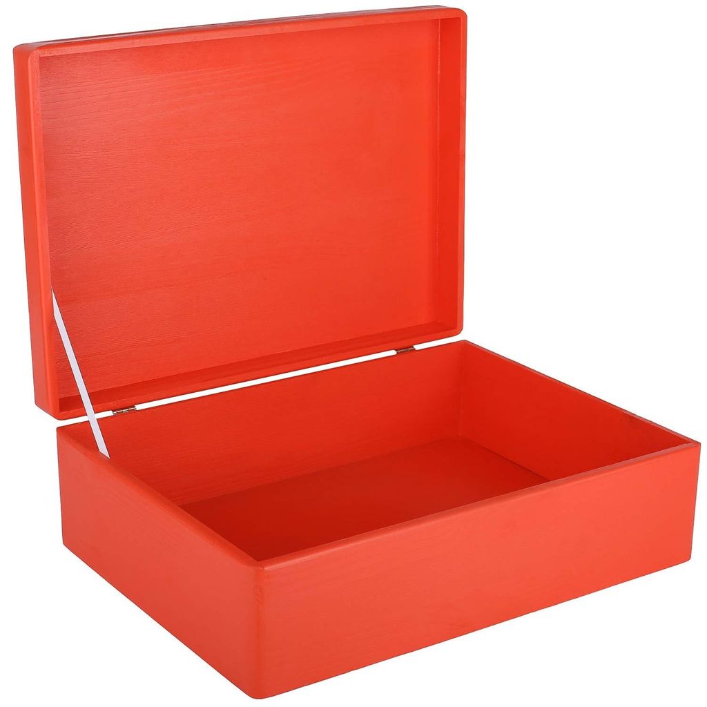 Creative Deco XL Rode Houten Doos met Deksel Opbergdoos, Productafbeelding 