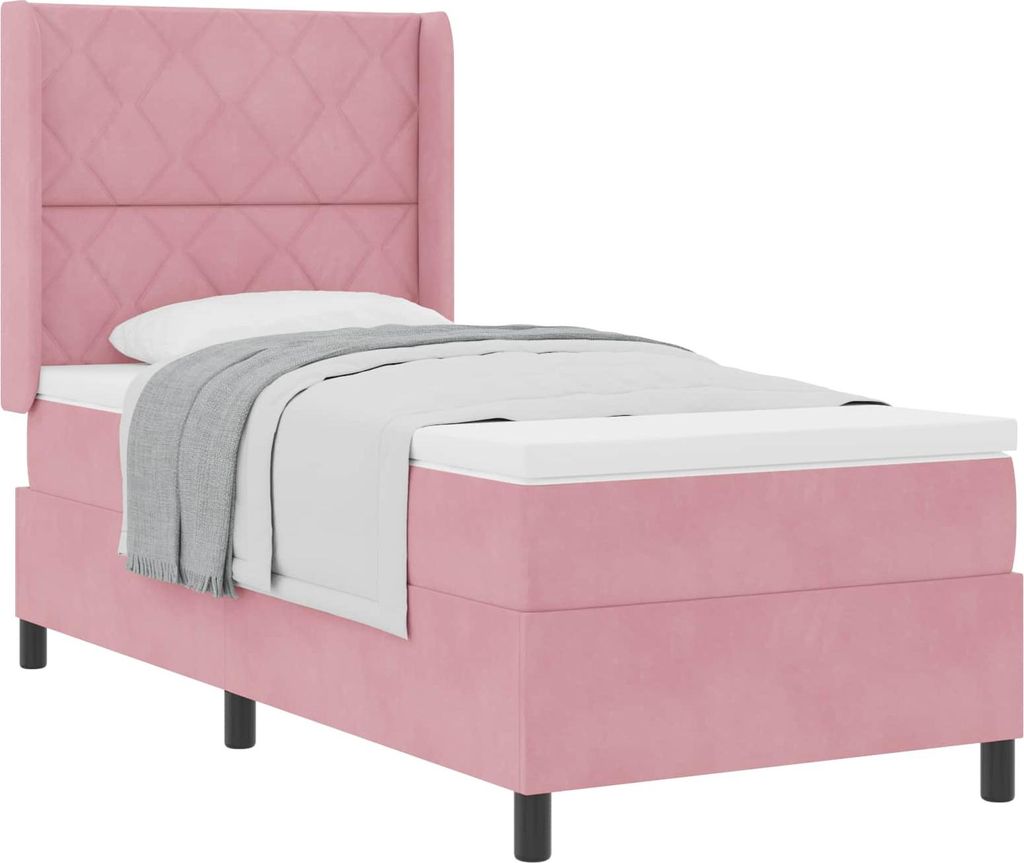 Boxspringbett mit Matratze mit Kopfteil Rosa 90 x 200 cm Samt