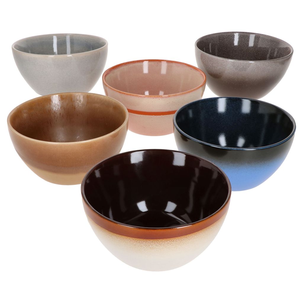 Earth 6er Set Bowl-Schale 450ml Müsli-Schüssel Dessert-Schälchen Salat Erdtöne