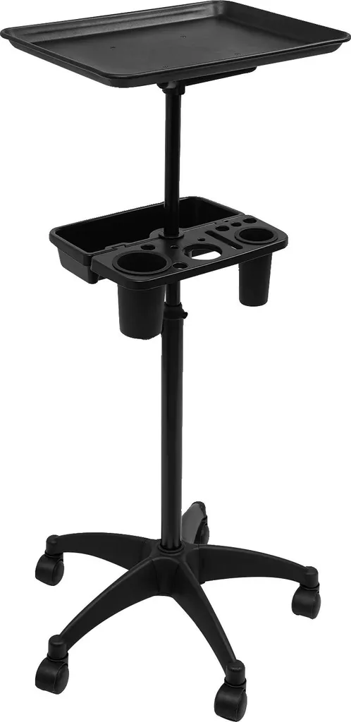 Chariot de service robuste noir en métal avec étagères modulables