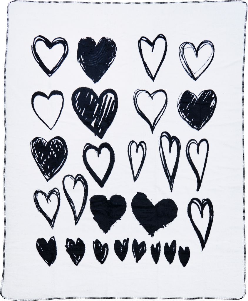 done. Wohndecke Grace mit Ziernaht 150x200cm, 60% Baumwolle 40% Polyacryl, 450gr/m², schwarz-weiß