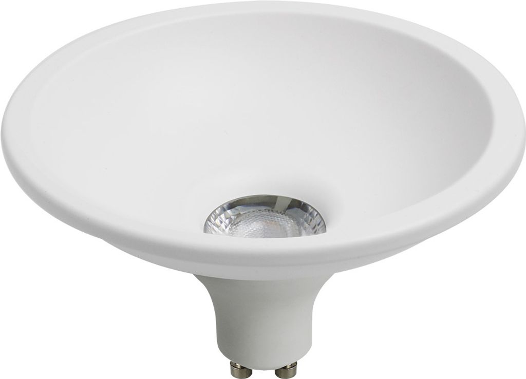 LED Leuchtmittel Deep-Deco Reflektor Weiß 4,9W GU10 500lm warmweiß 3000K 36° Dimmbar + Ring Weiß ES111