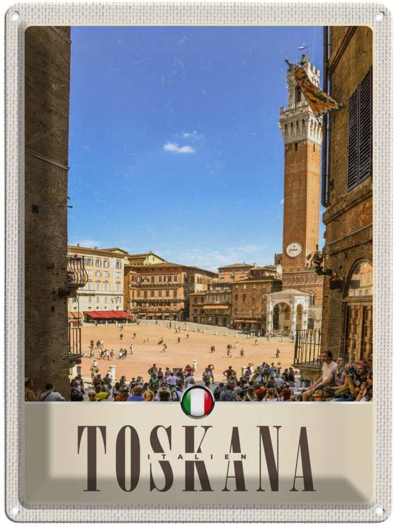 vianmo Blechschild 40x30 cm Toskana Italien Urlaub Platz Natur Kirche Bildmotiv Reisemotiv Abenteuer Reisen Europa