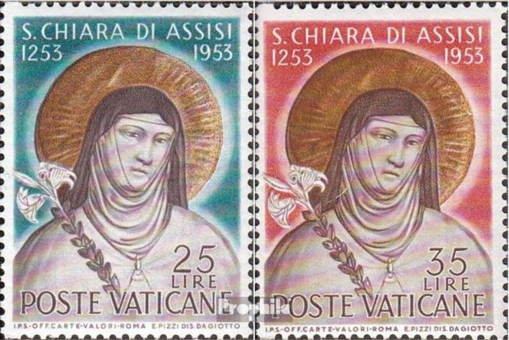 Briefmarken Vatikanstadt 1953 Mi 207-208 (kompl.Ausg.) postfrisch Klara von Assisi