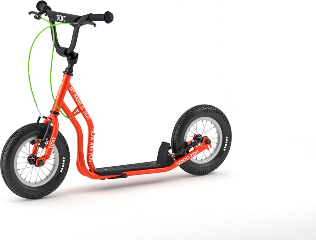 Yedoo Tidit Kinder Roller Scooter Tretroller - für Kinder ab 5 Jahre, mit Luftreifen 12/12, Reflexelementen und verstellbarem Lenker Rot