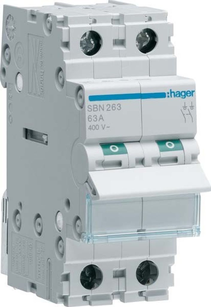 HAGER SBN263 Ausschalter 2polig 63A Produktbild 