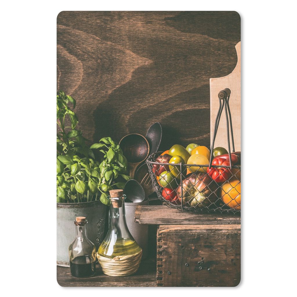 MuchoWow Mauspad Mousepad Gemüse - Kräuter - Rustikal - Stilleben - Basilikum 40x60 cm - Mousepads - Maus Mat - Pad - Mausunterlage - Schreibti...