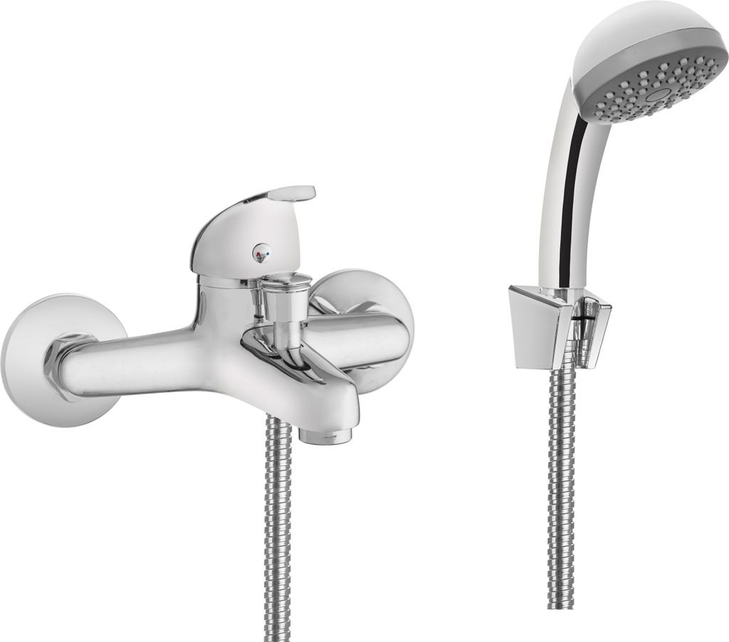 BADLAND Komplette Set Badewannenarmatur Wasserhahn PEREA Wannenarmatur für Badezimmer in Silber