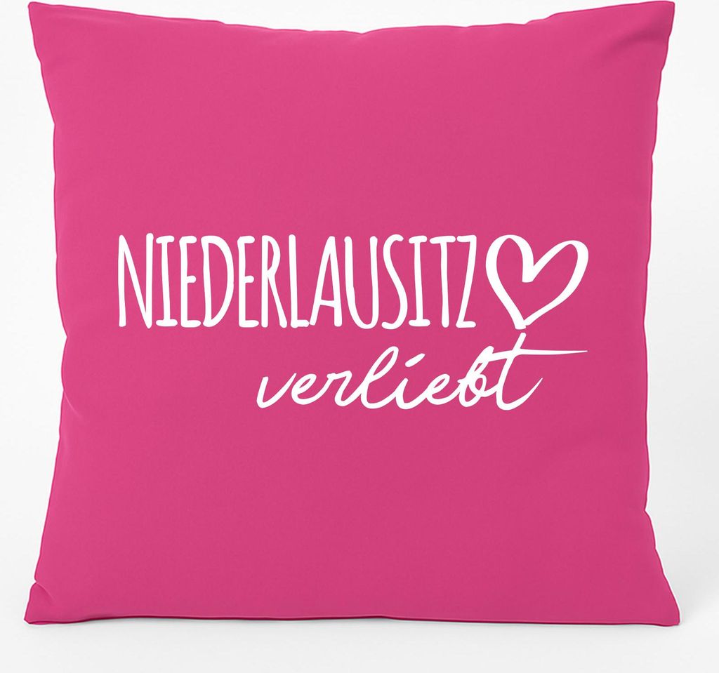 Huuraa Kissen Niederlausitz verliebt 40x40cm mit Füllung Fuchsia Baumwolle Dekokissen Geschenkidee