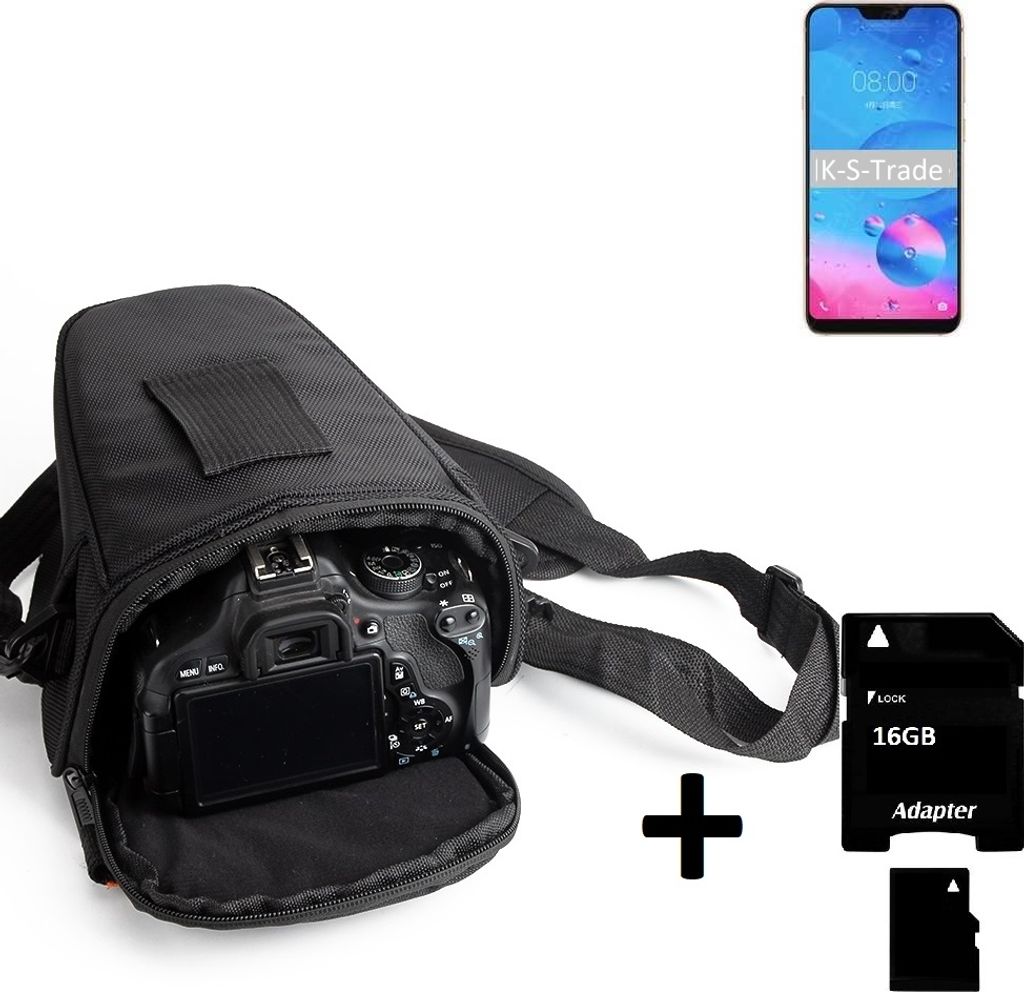 K-S-Trade Schultertasche kompatibel mit Nikon D3500 Colt Kameratasche für Systemkameras DSLR DSLM SLR, Bridge etc., + 16GB Speicherkarte Schutzhülle