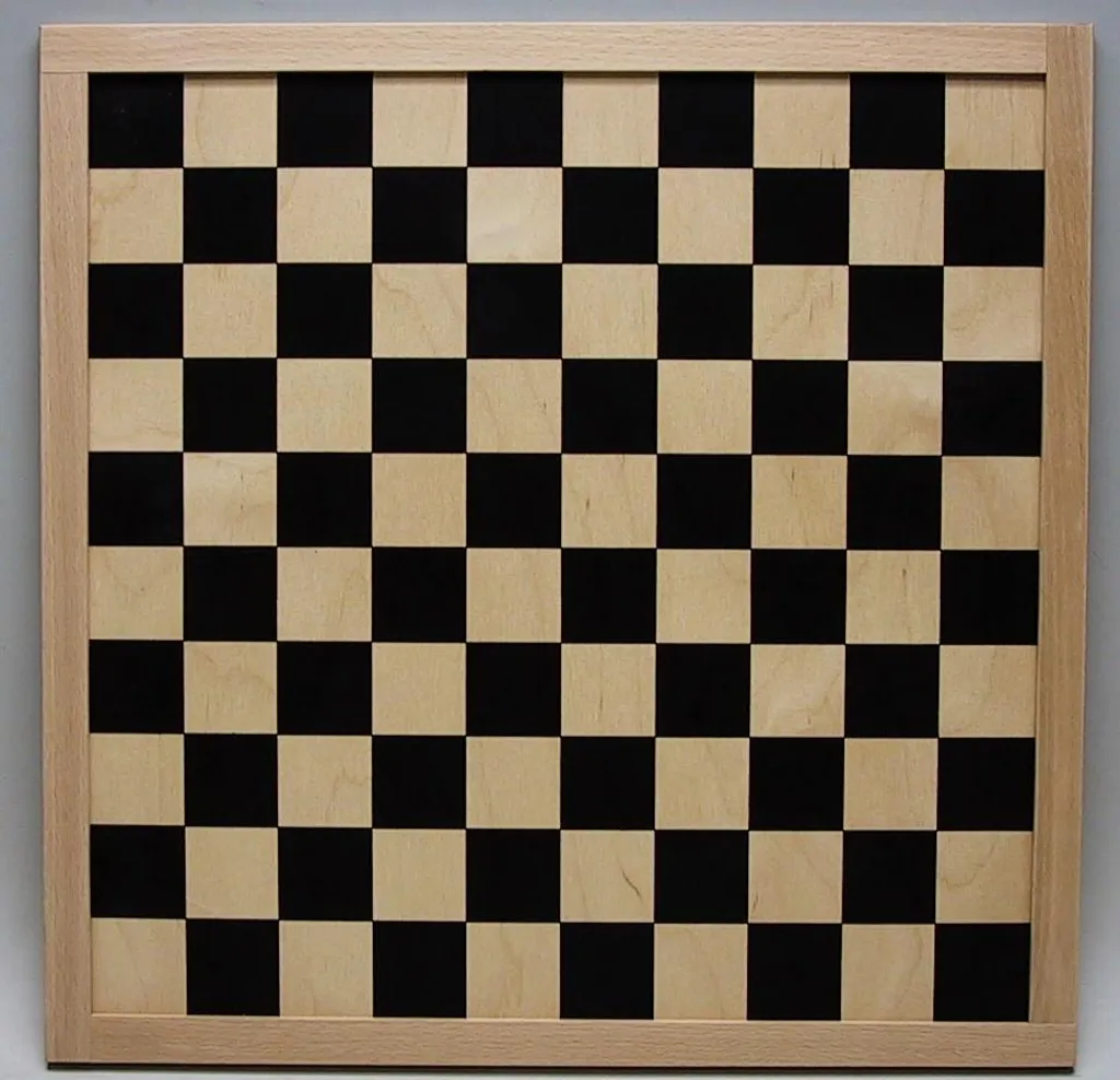 Échiquier noir 40 cm Triplex avec bordure en hêtre naturel haute finition