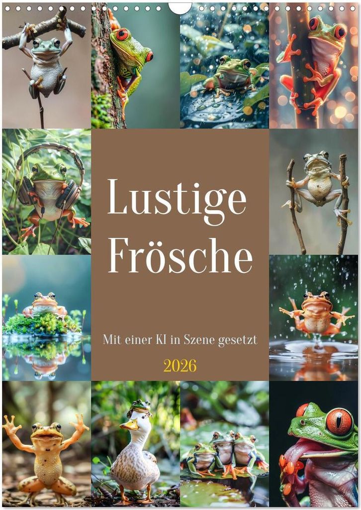 Lustige Frösche (Wandkalender 2026 DIN A3 hoch), CALVENDO Monatskalender