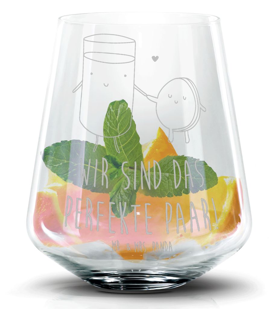 Mr. & Mrs. Panda Cocktailglas Milch Keks - Transparent - Geschenk, Milk, Whiskyglas, Aperol Glas, Cookie, Margarita, Tumbler, Kekse, Lustige Sprüc...