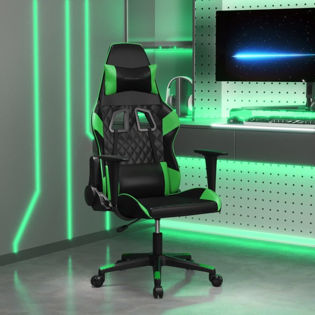 The Living Store Gaming-Stuhl Schwarz und Grün Kunstleder