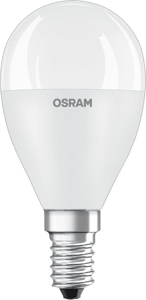 A white LED light bulb with a silver base.