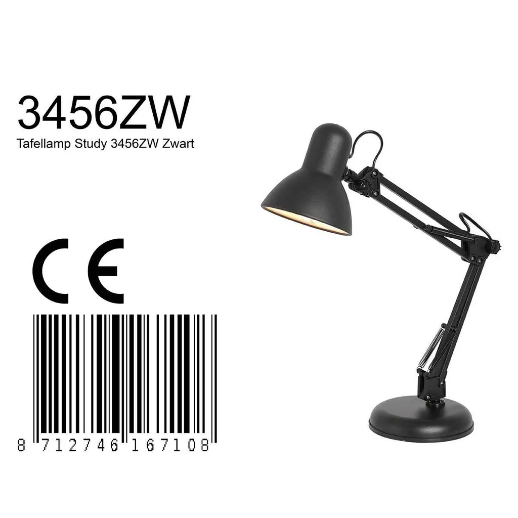 Lampe de table métal noir Mexlite Study - Design ajustable culot E27 - 8