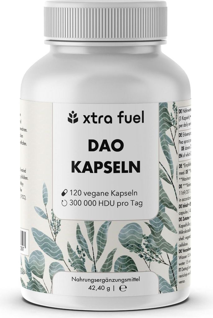 DAO Enzym Kapseln - Vegane Diaminoxidase aus Erbsensprossen - 300.000 HDU – 1x Dose (120x DAO Kapseln)