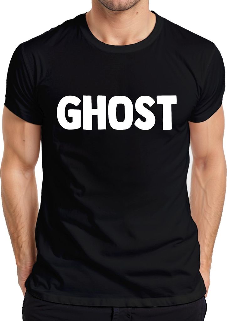 GHOST Halloween Geist Spuk Gruselig Retro Minimalistisch Cartoon Herren T-Shirt, Schwarz, 3XL