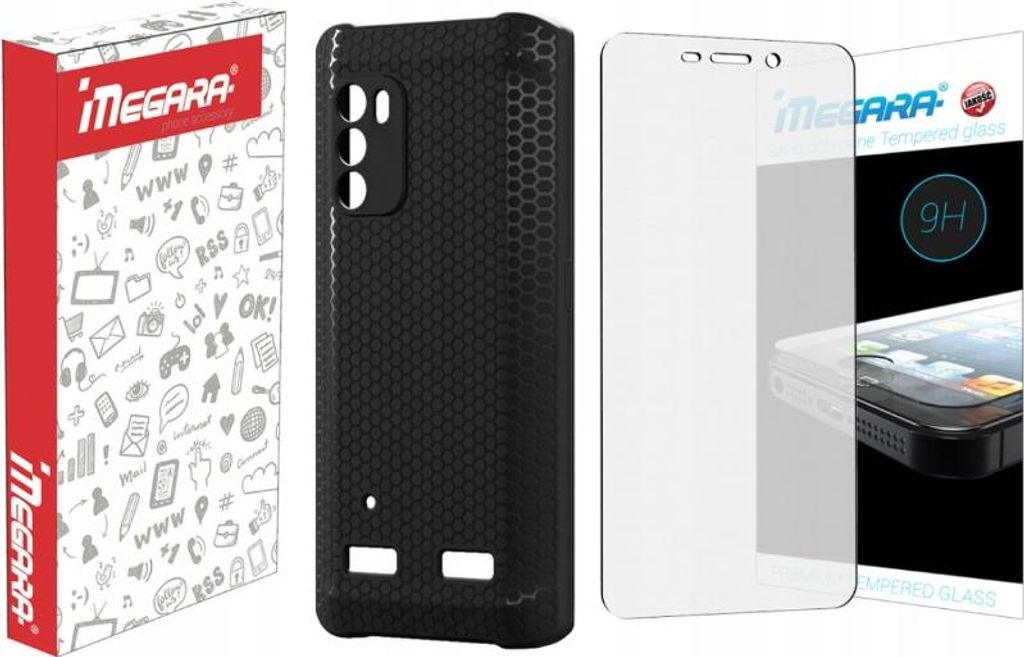 Szkło hartowane 9H do myPHONE Hammer IRON 4 - 5.45" + ETUI czarne TPU