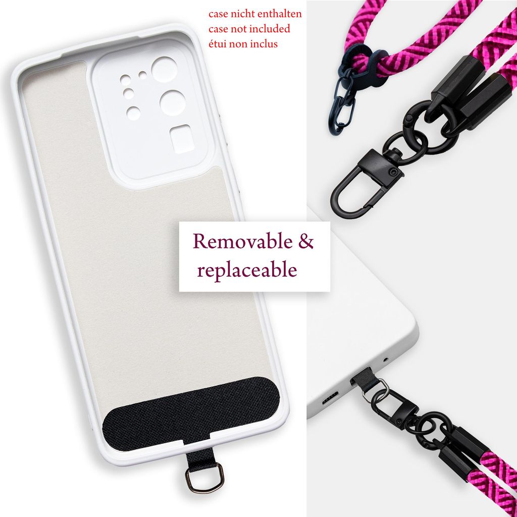 Cadorabo Universale Handykette in PINK - Passend für die meisten gängigen Smartphones und Hüllen - Verstellbares Handyband Kordel zum Umhängen ...