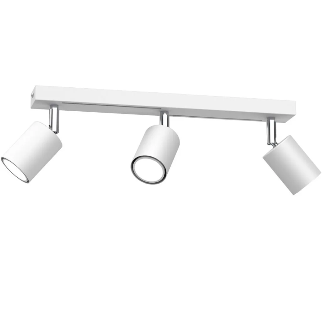 Rampe de Spots de Plafond 3 Lumières Striper Blanc Mat et Chrome