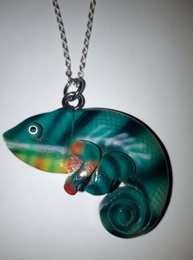 Kette mit Holzanhänger Chamäleon, Ketten Modeschmuck Tiere Produktbild 